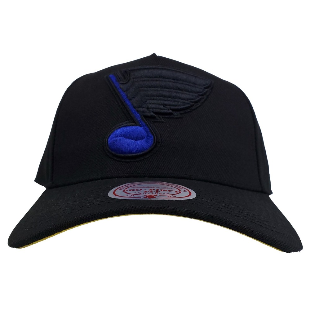 St. Louis Blues Mitchell & Ness NHL Pro Fit Snapback Hat Cap 3D Logo Black NWT